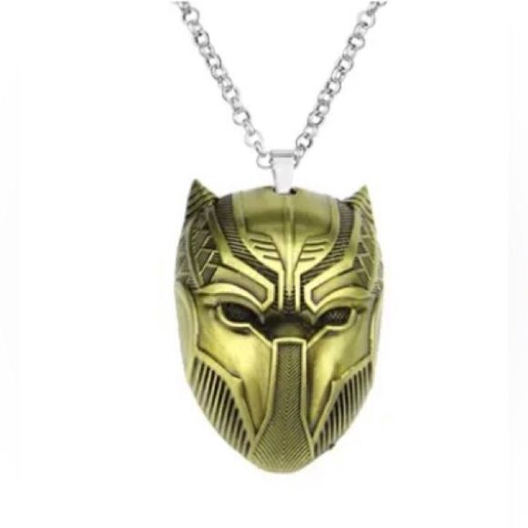 Black Panther Wakanda Forever Necklace Movie Marvel Comics Action Figure Gold - Picture 1 of 1
